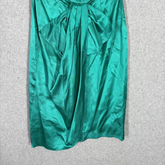 VTG 80s Jolie Madame Dress Junior 5 6‎ Mini Teal Bow Satin Wrap 90s Party USA - Picture 3 of 11
